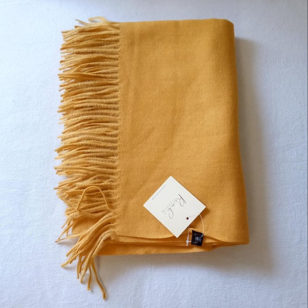 100% Cashmere  Yellow Scarf/Throw Blanket 2 in 1 NWT